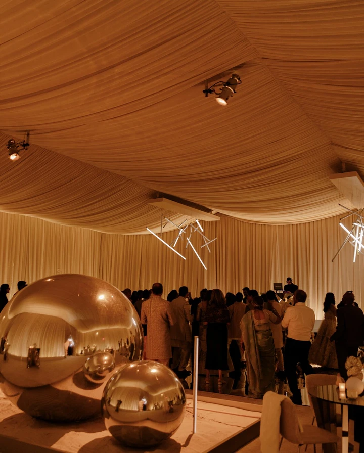 Wedding venue with draped ceiling